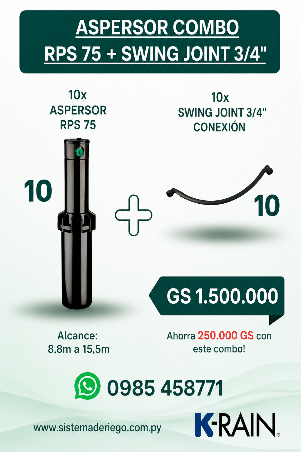 2026/01/1001180385.png COMBO - 10x Aspersor RPS 75 + 10x Swing Joint 3/4" - Imagen 1