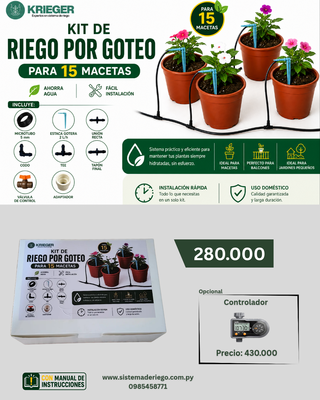 2026/05/1000999759.png KIT de Riego por Goteo - para 15 Macetas - Imagen 1