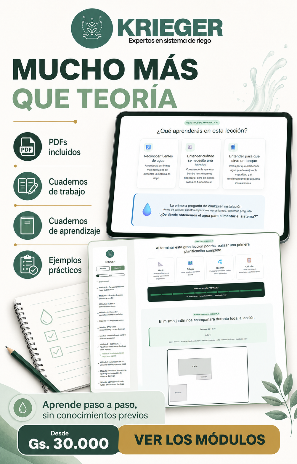 PDFs, cuadernos de trabajo y ejemplos prácticos