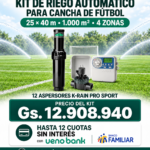 Kit de riego automático para cancha de fútbol de 25 × 40 m – 4 zonas