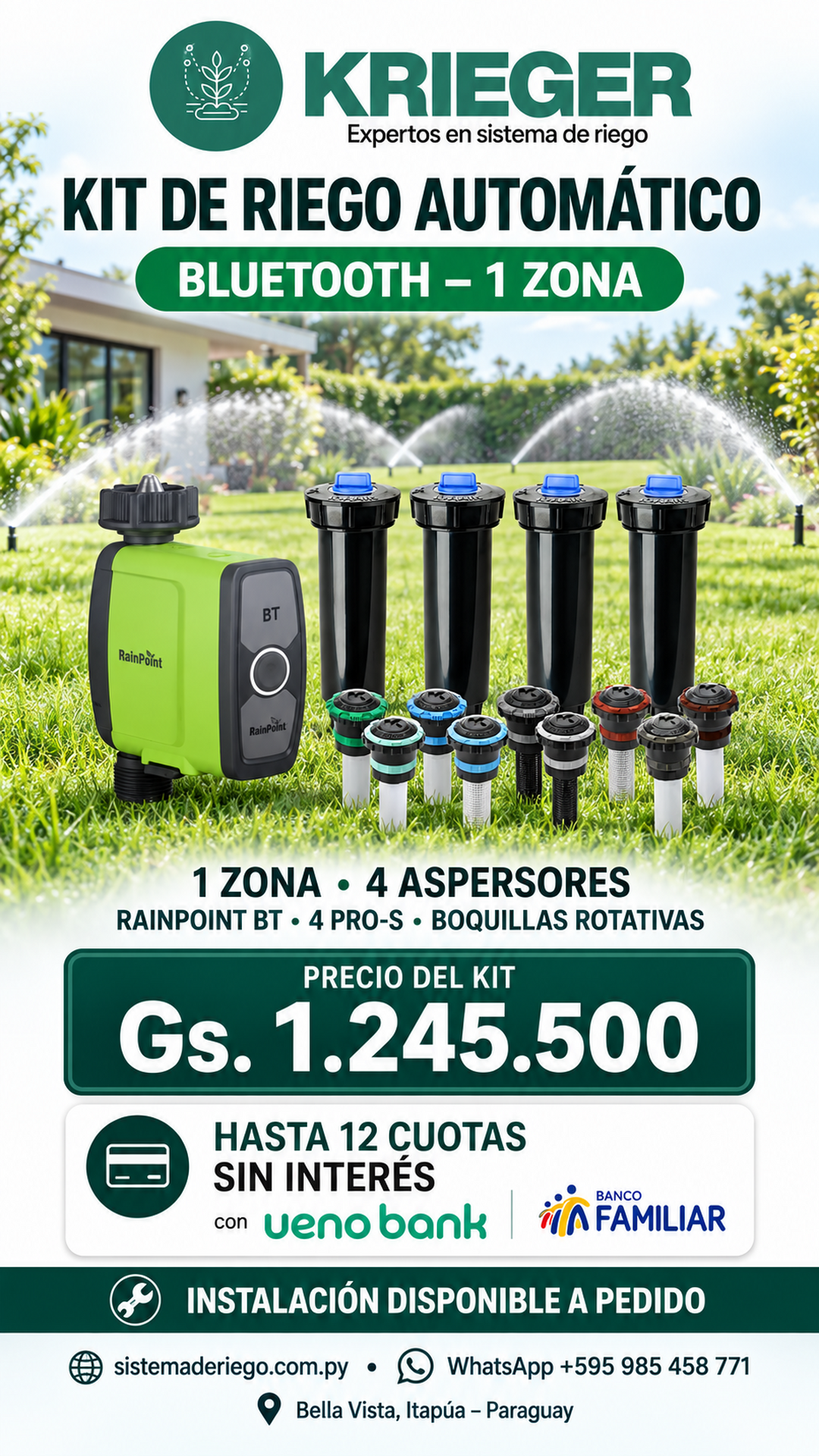2026/09/1001210906.png KIT DE RIEGO AUTOMÁTICO BLUETOOTH PARA JARDÍN PEQUENO – 1 ZONA - Imagen 1