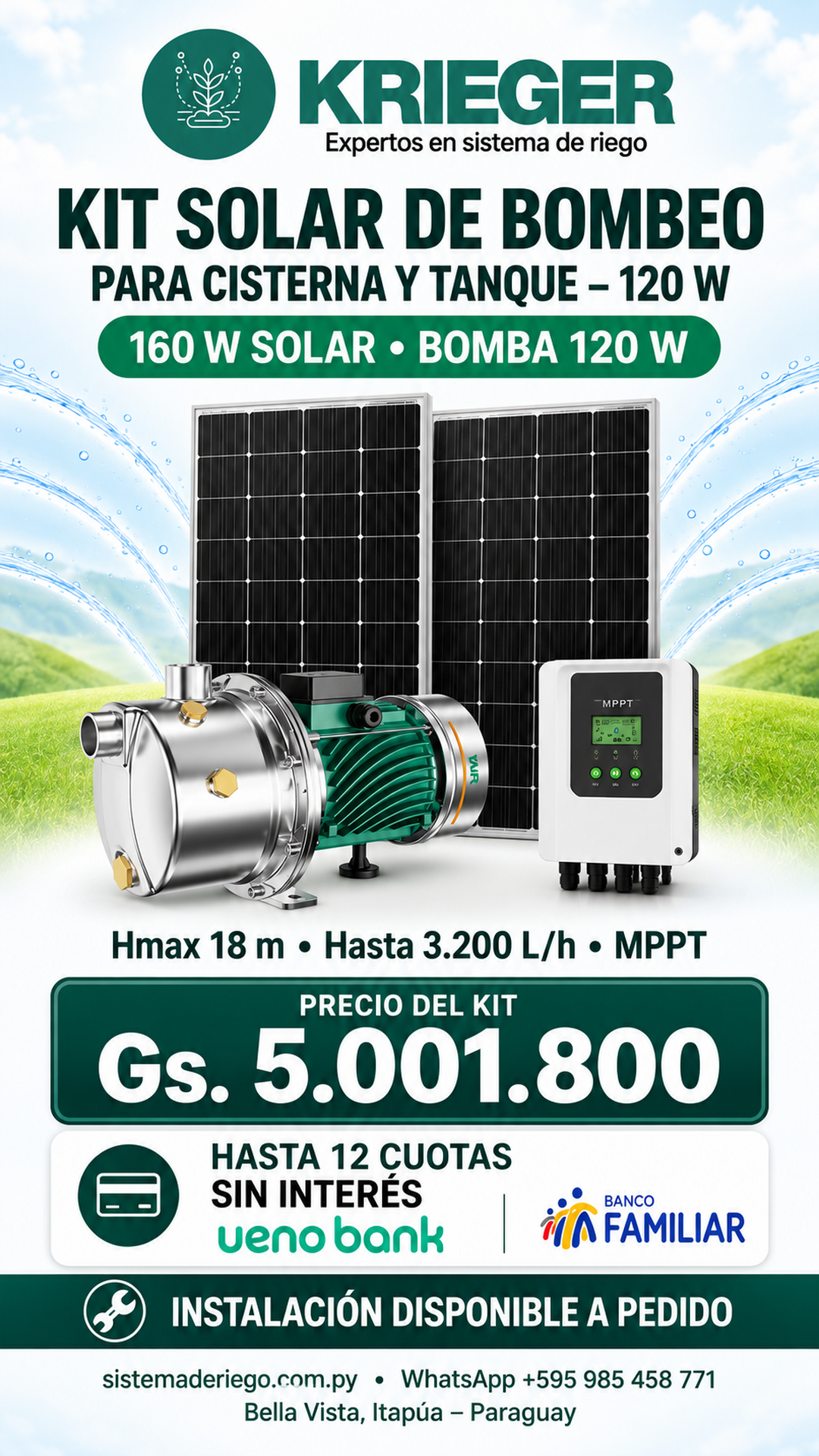 2026/09/1001210907.png KIT SOLAR DE BOMBEO PARA CISTERNA Y TANQUE – 120 W - Imagen 1